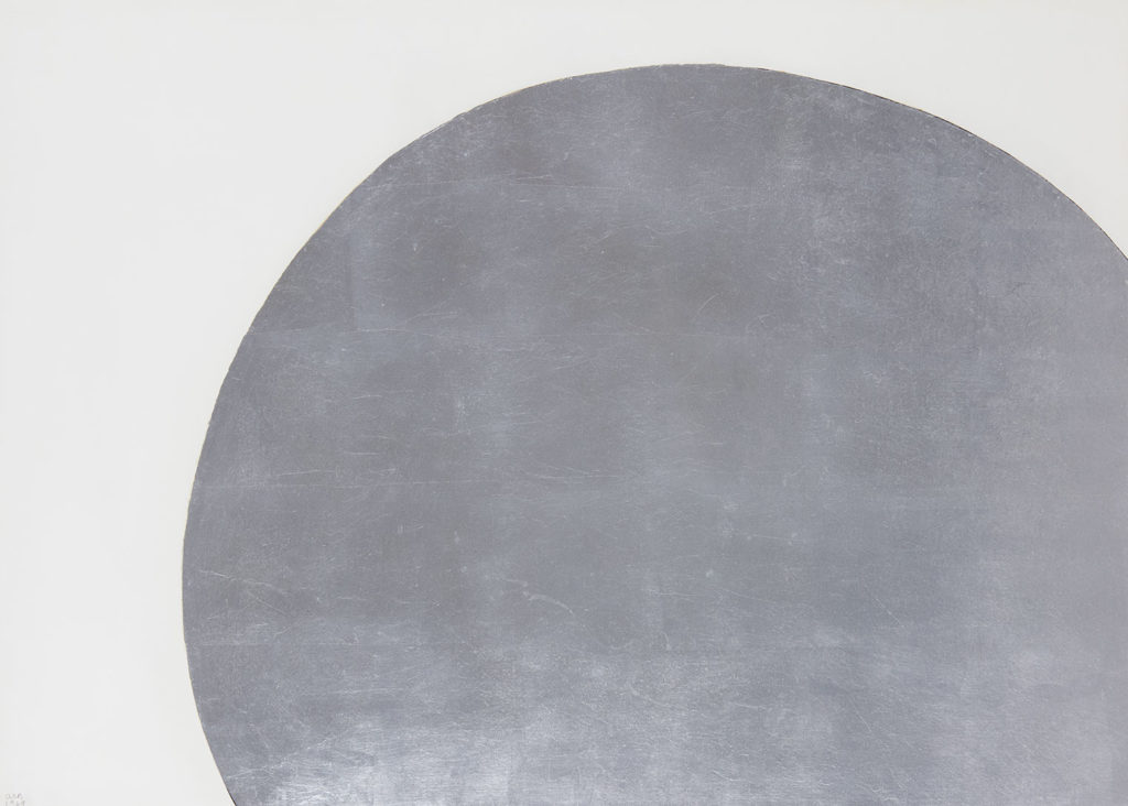 Anna-Eva Bergman, Une autre lune, 1969, Vinyl and metal leaf on cardboard mounted on canvas, 74 x 103,5 cm