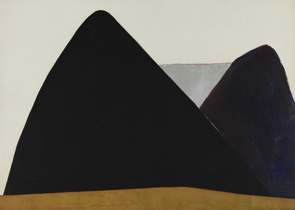 Anna-Eva Bergman, Sans titre (Nunatak), 1972, Acrylic and metal leaf on marouflage paper on canvas, 74.6 x 104.9 cm