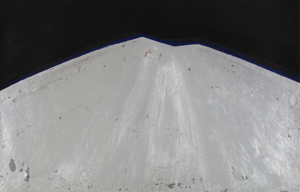 Anna-Eva Bergman, N°51-1970, Montagne d'argent ciel noir, 1970, Signé et daté, Acrylique et feuille de metal sur carton maroufle sur toile, 64.5 x 99.5 cm - Courtesy Galerie Poggi