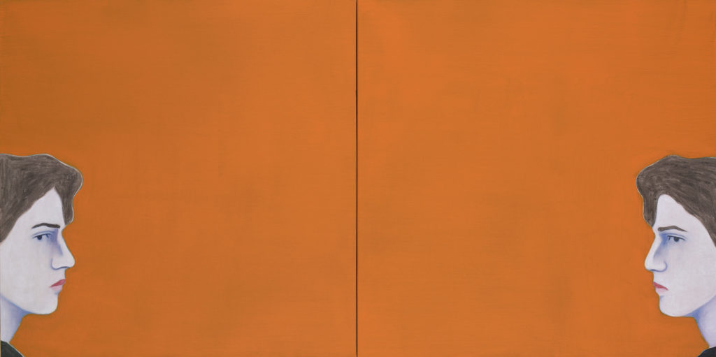 Djamel Tatah, Untitled (Inv. 16021), 2016, Signed, titled and dated on the back, Diptych, oil and wax on canvas, 70 x 140 cm - Courtesy Galerie Poggi, Paris