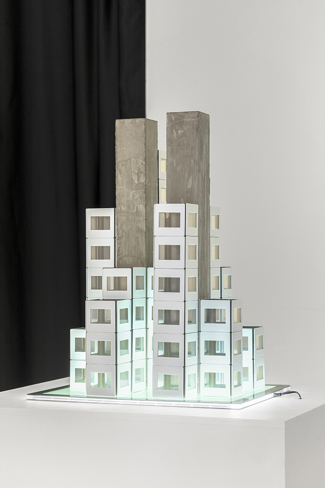Bertrand Lamarche, Slide House (Vert), 2013-2019, Slides, cement, light table, gelatin, 45 x 27 x 44 cm