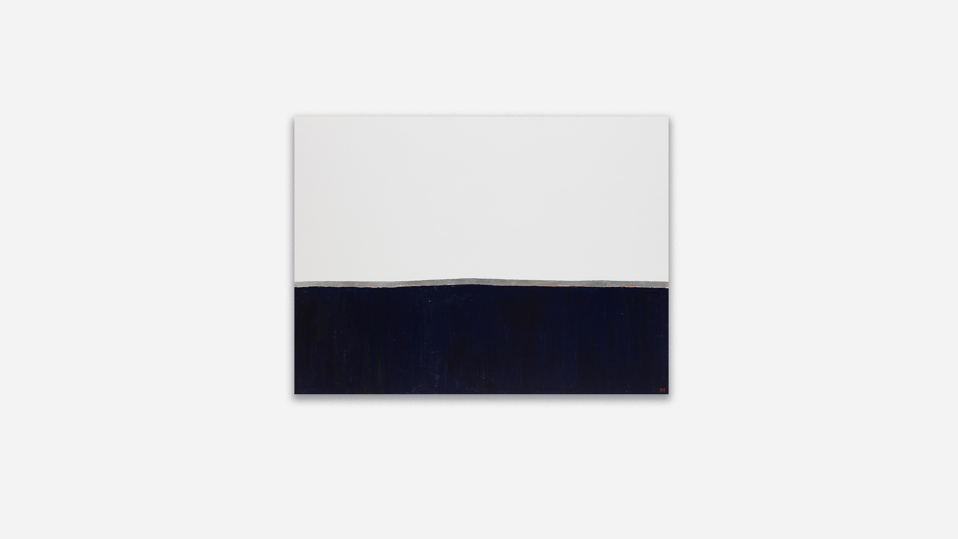 Anna-Eva Bergman, N°1-1974 Horizon bleu et ciel blanc, 1974, Acrylic and meta leaf on canvas, 97 x 130 cm