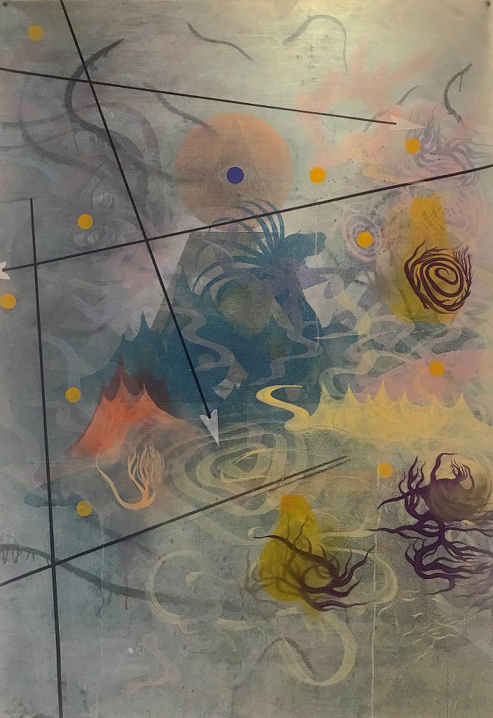 Paul Mignard, Les montagnes de la Lune, 2022, Pigments on loose canvas, 175 x 120 cm