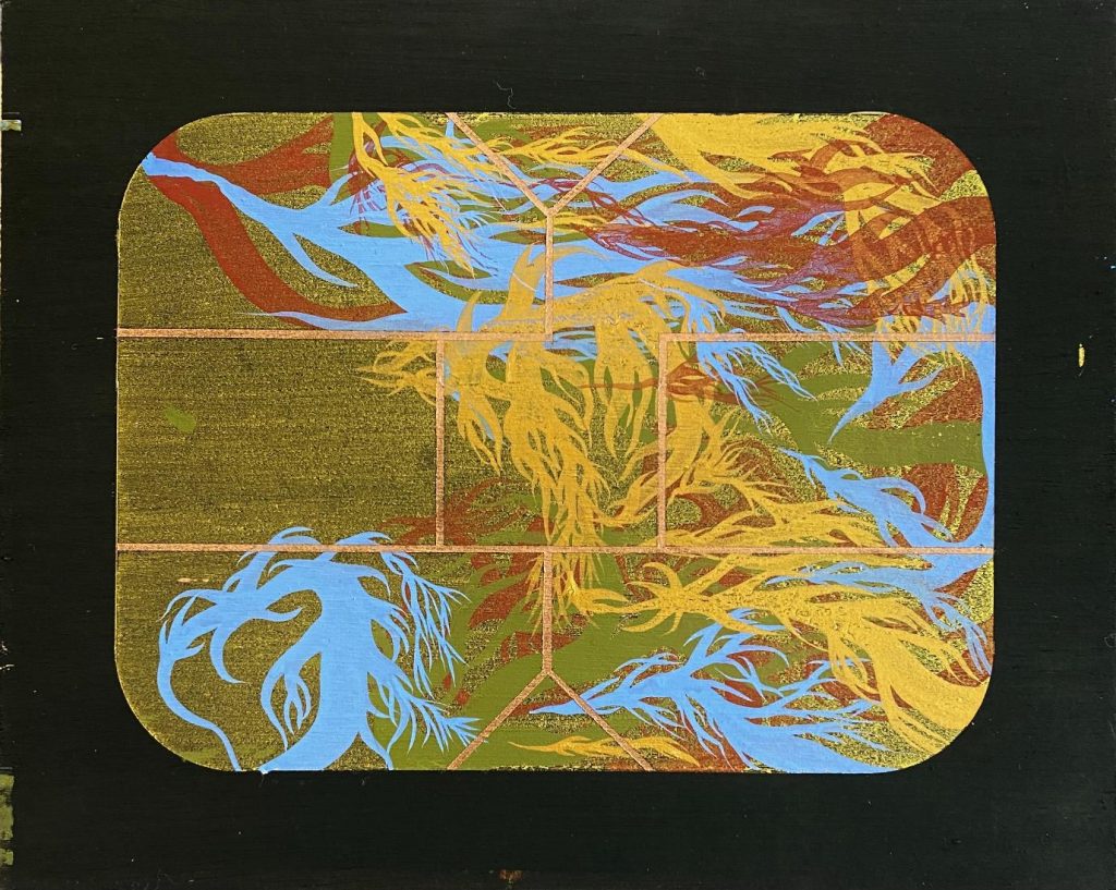Paul Mignard, Transmission de pensée / été, 2020, Pigments on okoume panel, 22x27 cm
