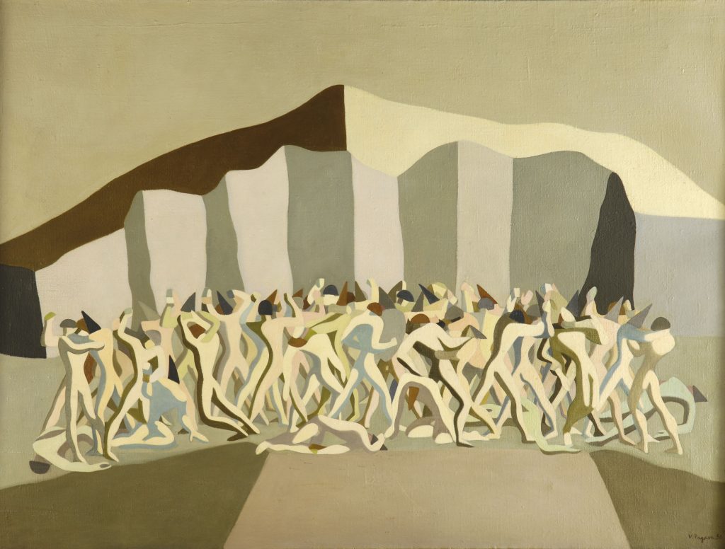 Vera Pagava, La bataille des Thermopyles, 1950, Oil on canvas, 130 x 162 cm