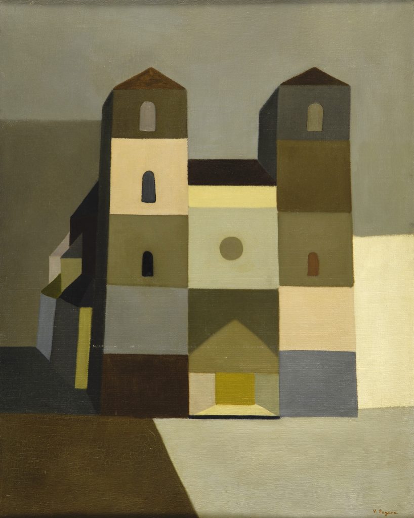 Vera Pagava, Eglise fortifiée, 1956, Oil on canvas, 92 x 73 cm