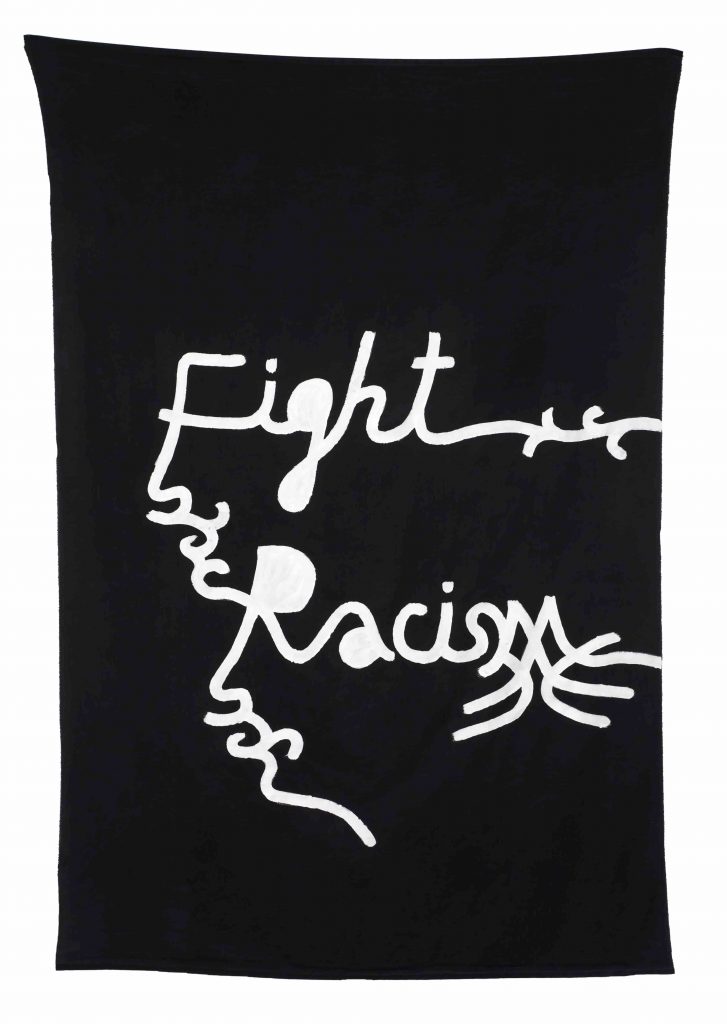 Babi Badalov, Fight Racism, 2019, Painting on fabric, 176 x 121 cm