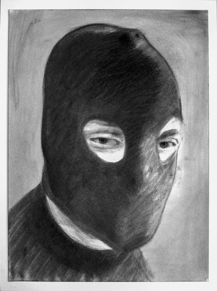 Nikita Kadan, The March [Torchild Marche ], 2020, Charcoal on paper, 59,5 x 42,2 cm