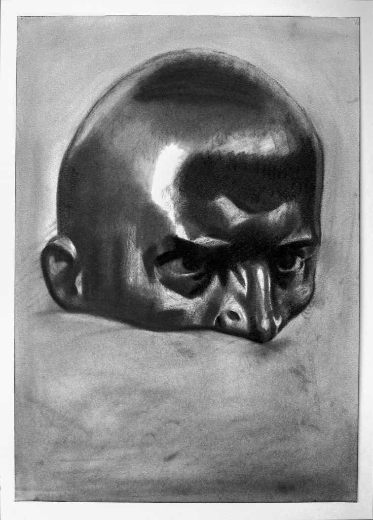 Nikita Kadan, The Mask [Lenin], 2020, Charcoal on paper, 59,5 x 42,2 cm