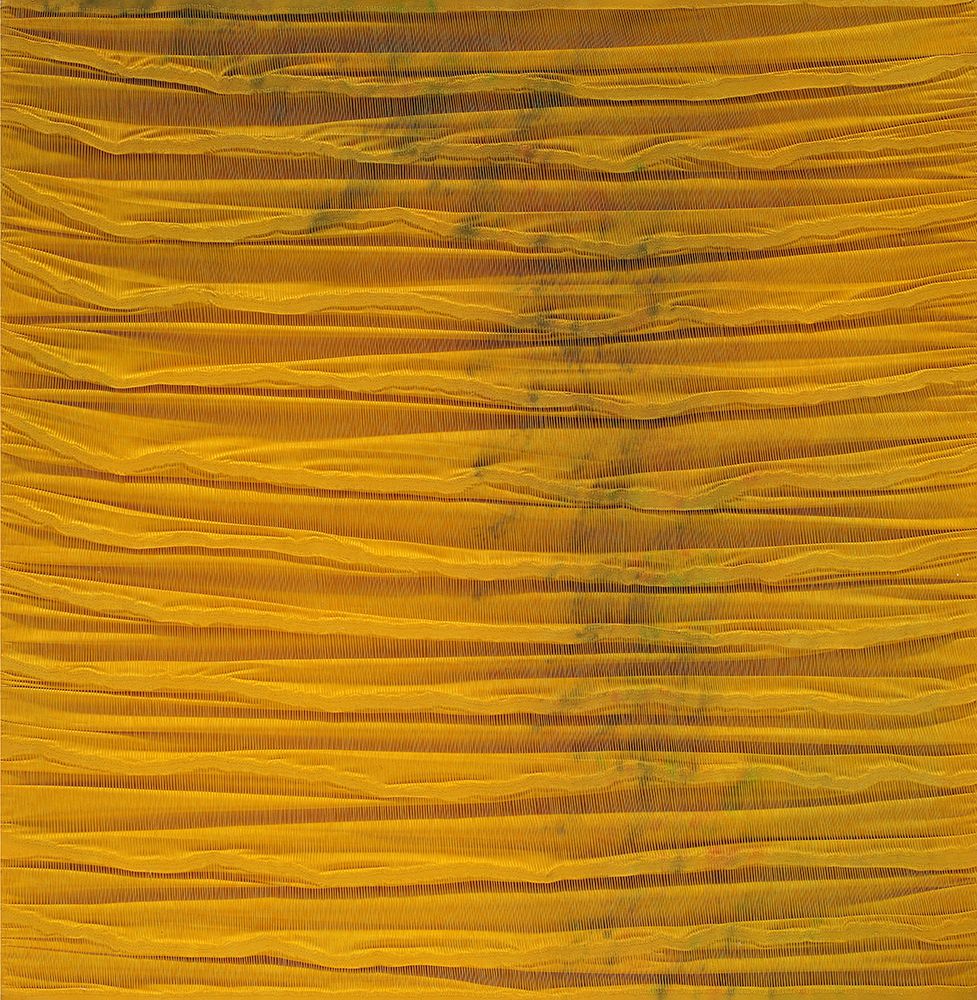 Sidival Fila, Metafora Giallo Cromo 30, 2015, Mixed media and sewing, 110 x 110 cm