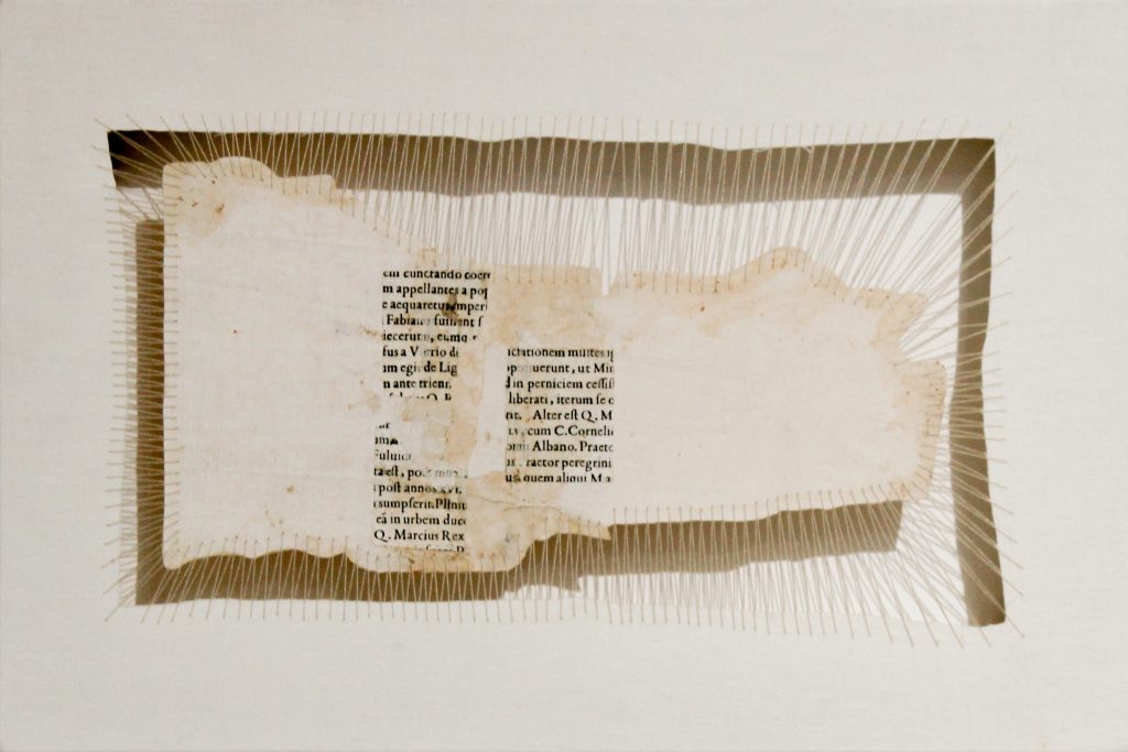 Sidival Fila, Senza Titolo Carta Antica 02, 2019, Antique paper sewn on fabric, mounted on frame, 28 x 42 cm, SOLD