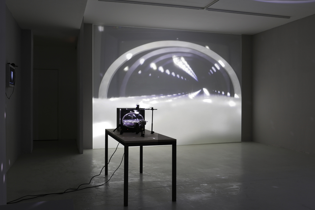 Bertrand Lamarche, Funnel Stage, 2008-2015, Live video installation (monitor, camera, motors...)