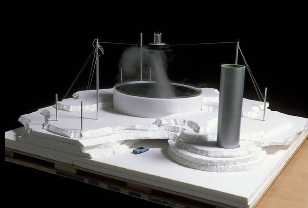 Bertrand Lamarche, Weather house, 2003, video projection, plexiglass, misting device, camera, dvd, 50 x 109,5 x 99,5 cm