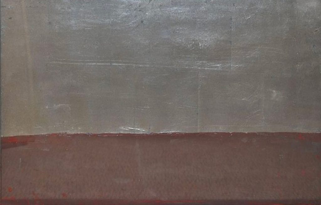 Anna-Eva Bergman, Horizon bas n°8, 1963, Signed and dated, Acrylic and metal leaf on Isorel wood panel, 40 x 57 cm