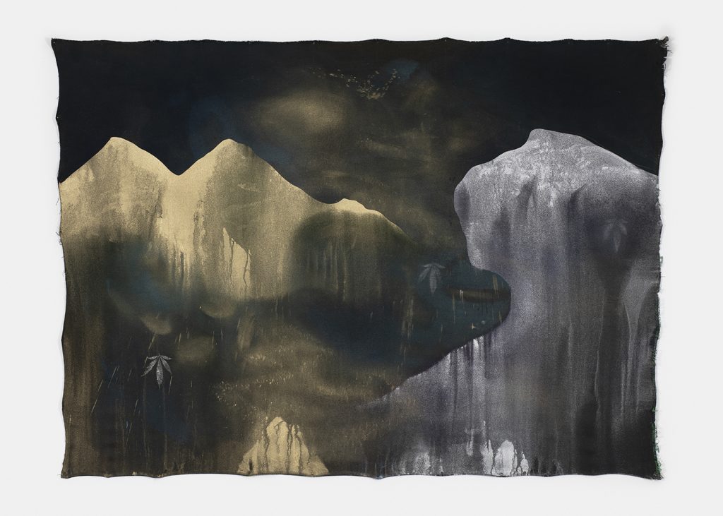 Paul Mignard, L’expédition Z, 2020, pigments on loose canvas, 142 x 193 cm