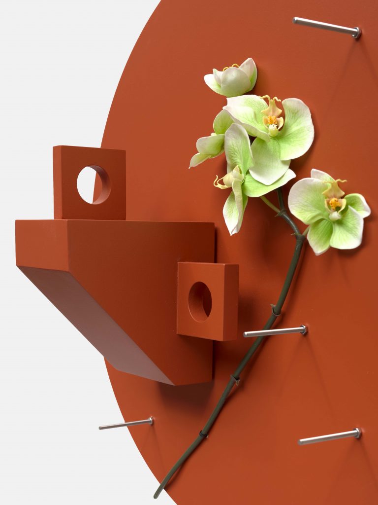 Wesley Meuris, Ornamental Flowers I, detail, 2021, Wood, artificial flowers