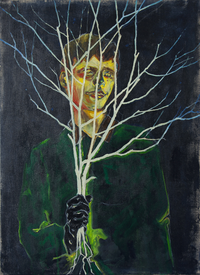 Anthony Goicolea, Camouflage, 2020, Oil on raw linen canvas, 61 x 45.7 cm