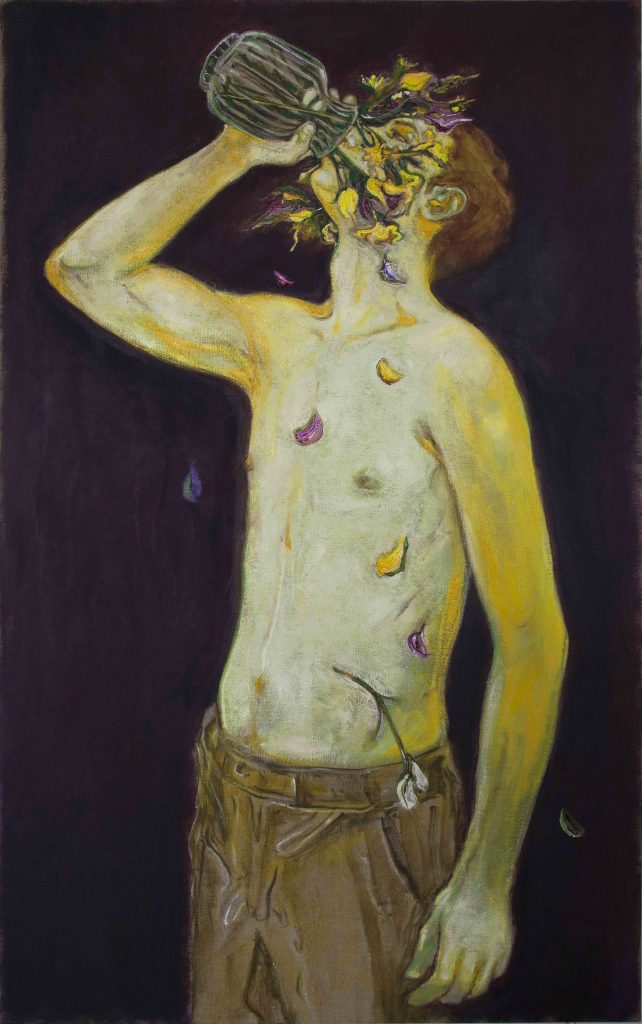 Anthony Goicolea, Pollinator, 2020, Oil on raw linen canvas, 112 x 71 cm