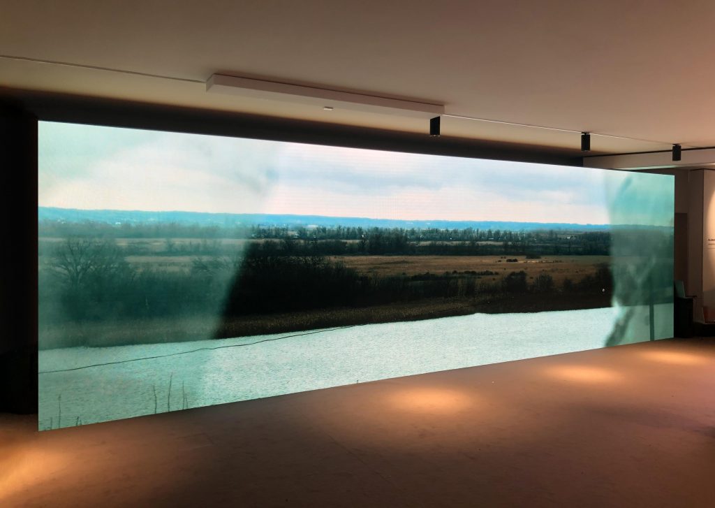 Yarema Malashchuk & Roman Khimei, Ukrainian Pavillion at World Economic Forum Davos, Switzerland, 2023, Installation view, "View of the Temporarily Occupied Left Bank of the Kherson Region", 2023