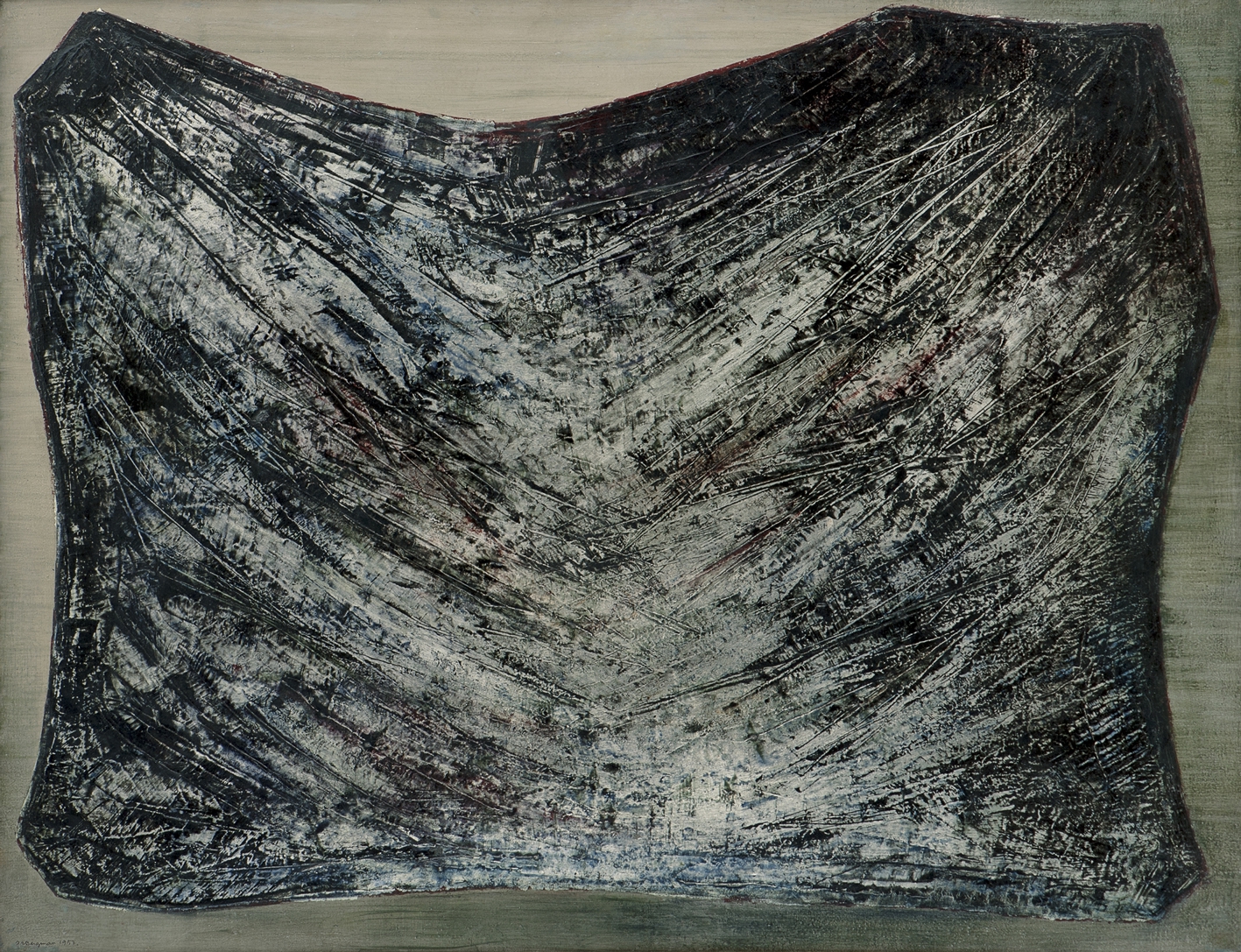 Anna-Eva Bergman, No 1 - 1957 Fjell (1957), 1957, Oil and metal foil on canvas, 89,5 x 115,5 cm, Bought by Christen Sveaas in 2018