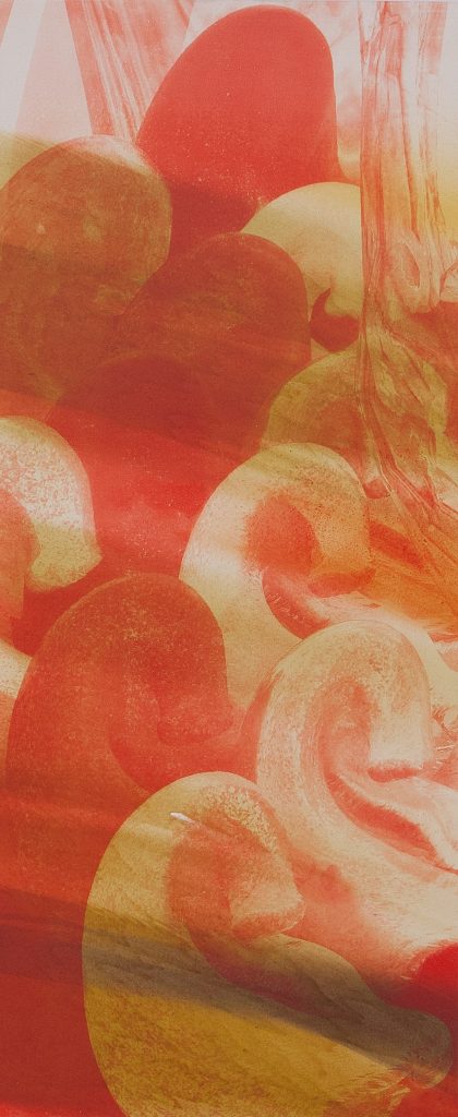 Ittah Yoda, Ana, 2023, Lithographic ink painted on canvas, airbrush paint, oil sticks, pigment handmade by the artist, 116,5 x 49 cm