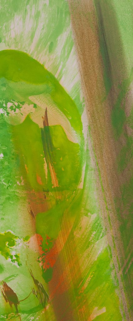 Ittah Yoda, Pierre, 2023, Lithographic ink painted on canvas, airbrush paint, oil sticks, handmade pigment by the artist, 116,5 x 49 cm, Enquire