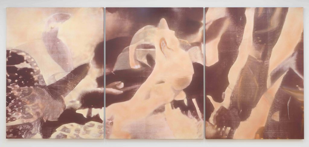 Ittah Yoda, Rouben, Triptych, 2022, Lithographic print and oil on canvas, 157 x 117 cm