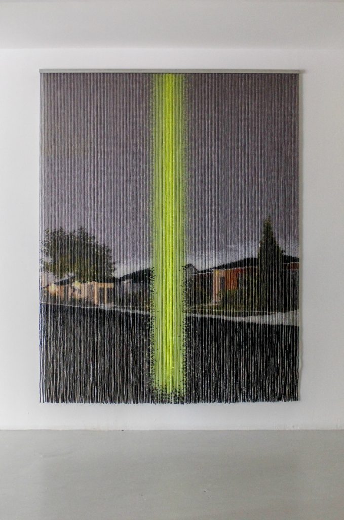 Kori Newkirk, Merk, 2006, Assemblage of hair beads, 235 x 185 cm, Courtesy Luc Bellier