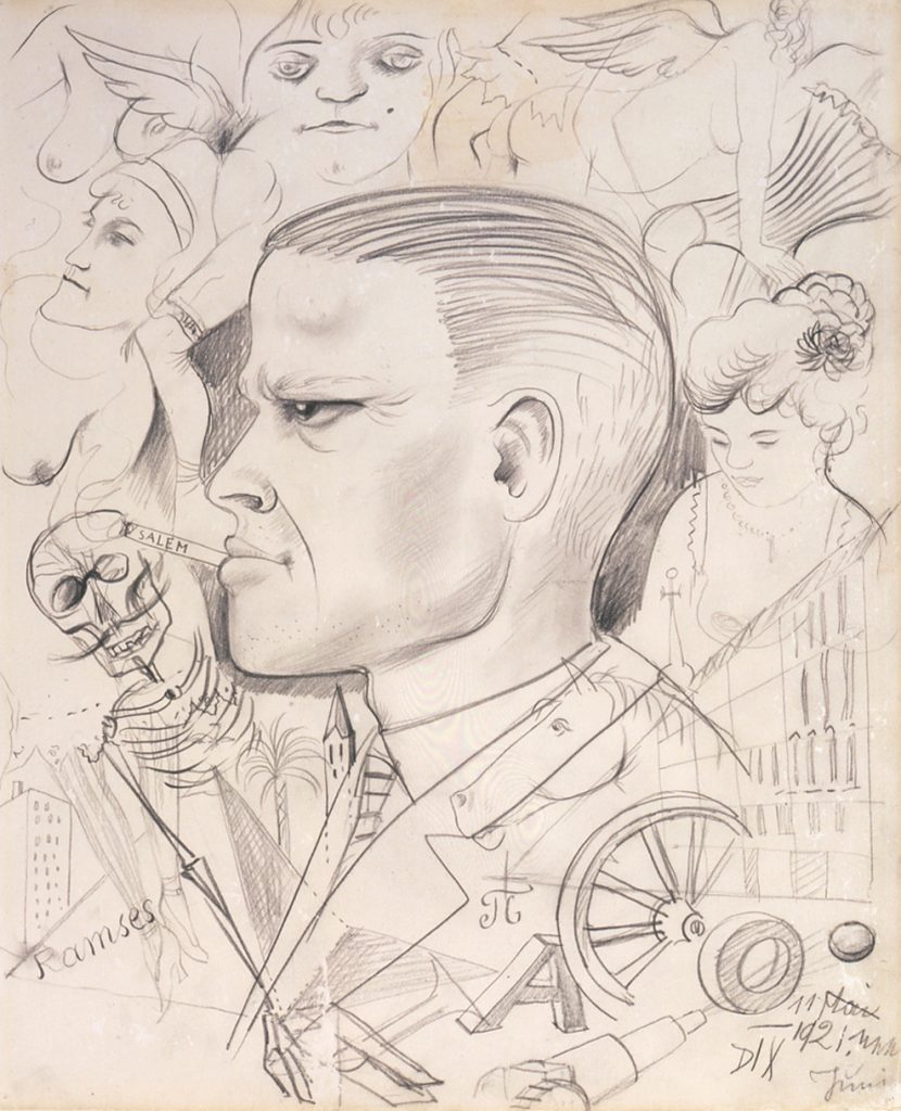 Otto Dix, Selbstbildnis in der Großstadt / Self-Portrait in the Metropolis, 1921, Pencil on paper, 43.3 x 35 cm, Signed and dated, Courtesy Luc Bellier