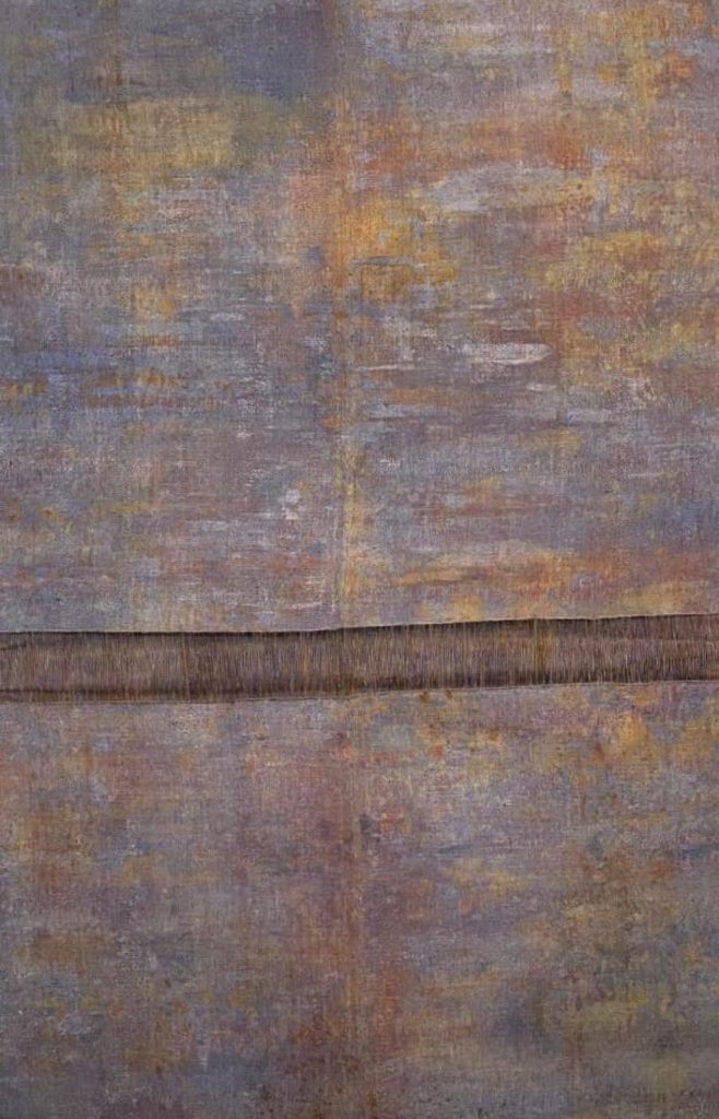 Sidival Fila, Metafora Turchese 2, 2010, Pigment sur coton, peinture recto verso, toile cousue et montée sur cadre, 188 x 125 cm