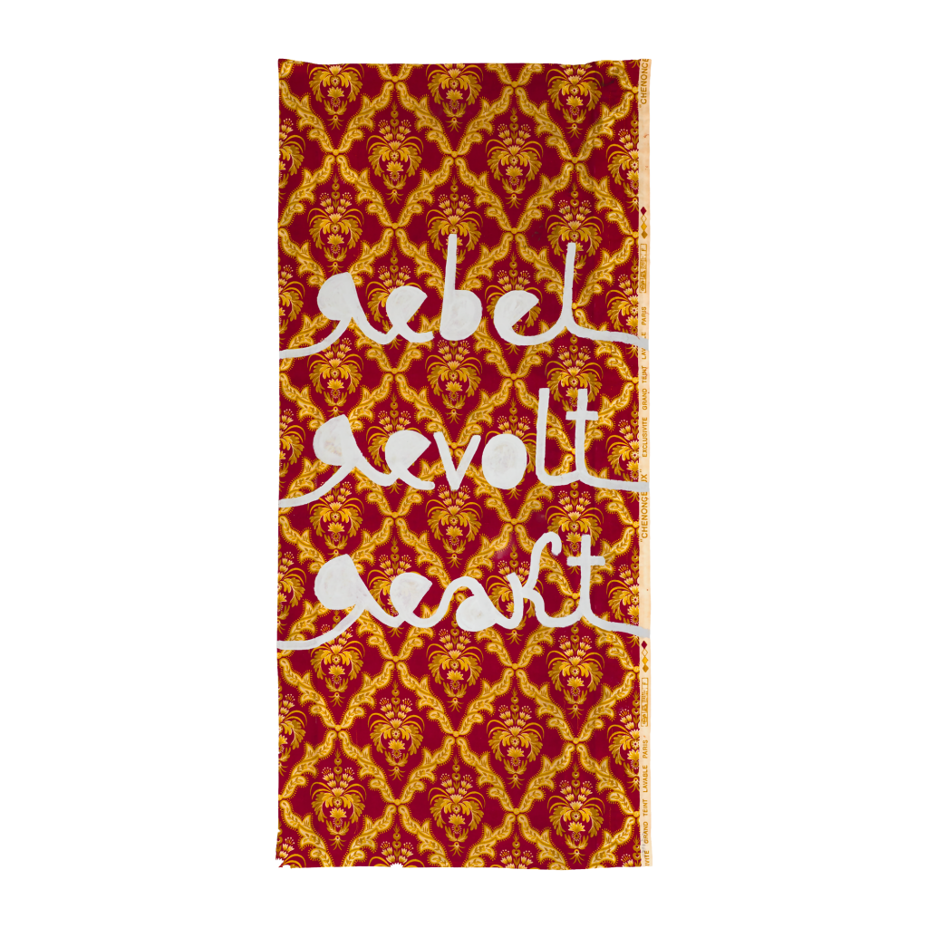 Babi Badalov, Rebel Revolt Reakt, 2020, Painting on fabric, 119 x 55 cm