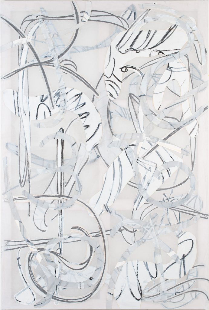 Christian Bonnefoi, Babel IV-R, 2016-1983, Graphite and acrylic on canvas, 195 x 130 cm