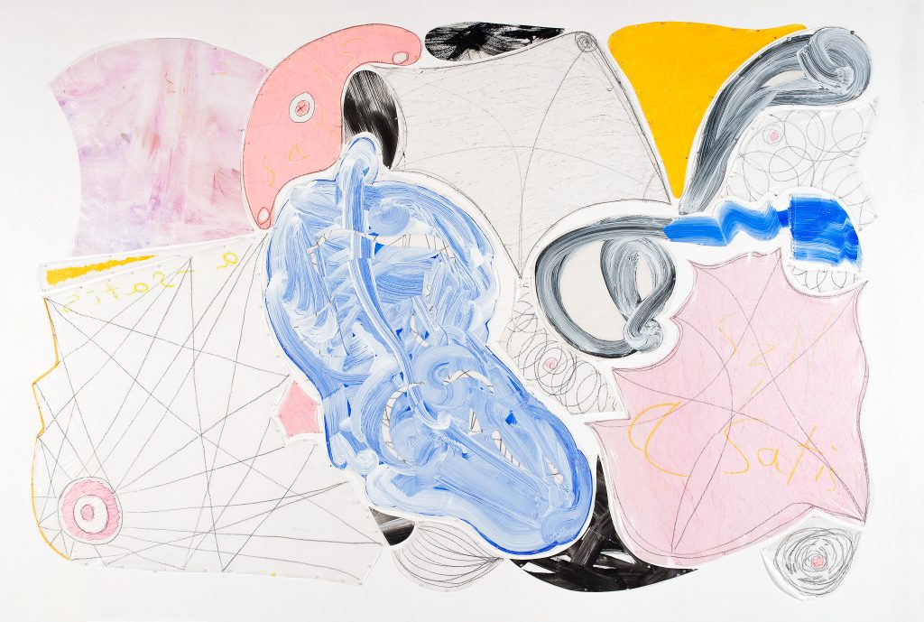 Christian Bonnefoi, Composition 20 - Composition Marin, 2015, Silk paper and acrylic on mural, 170 x 250 cm