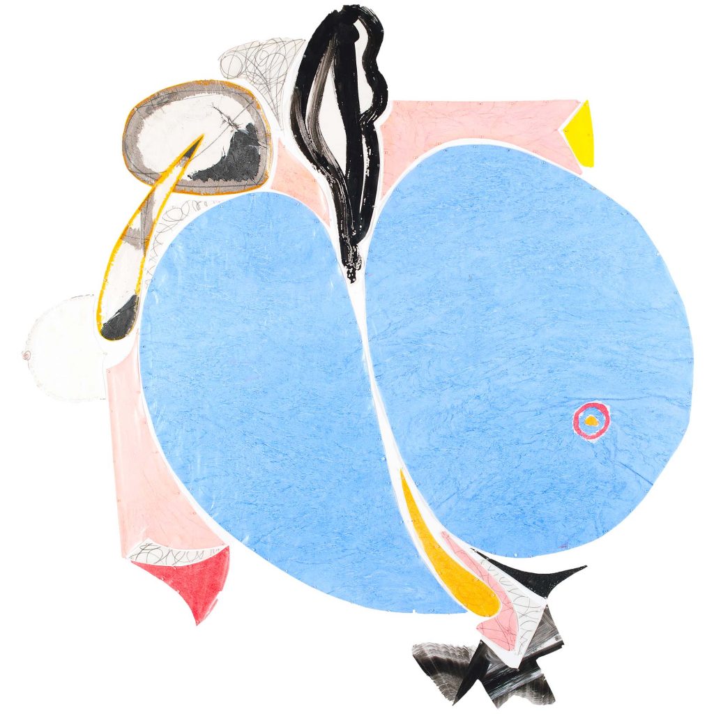 Christian Bonnefoi, Composition 18 - Le Rayon de la Providence, 2015, Silk paper and acrylic on mural, 210 x 190 cm