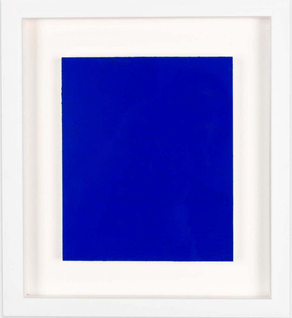 Yves Klein, Monochrome bleu sans titre (IKB 308), 1959, Dry pigment and synthetic resin on cardboard, 21 x 18 cm