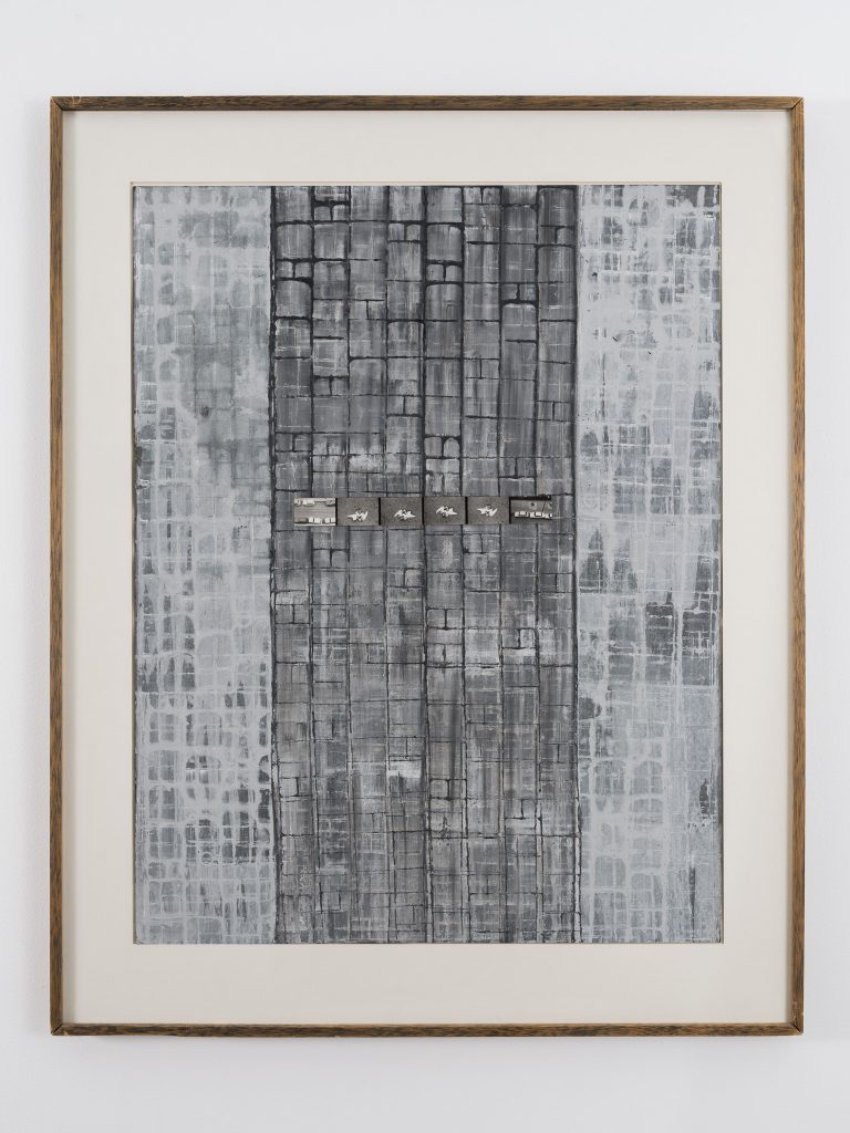 Brion Gysin, Le Dernier Musée, 1975, Photographic collage on grey roller screen, 66 x 51 cm, 26 x 20 1/8 in, Courtesy of Galerie Véronique Smagghe, © . Kit
