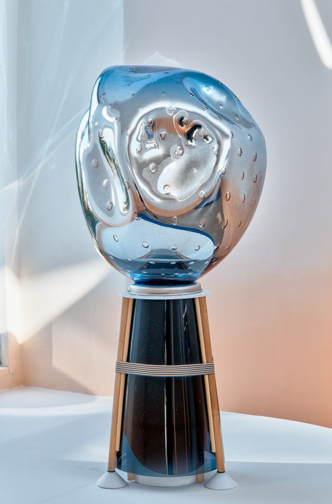 Grégory Granados, Divine, 2019-2021, 58 x 30 cm in diameter, various materials, glass