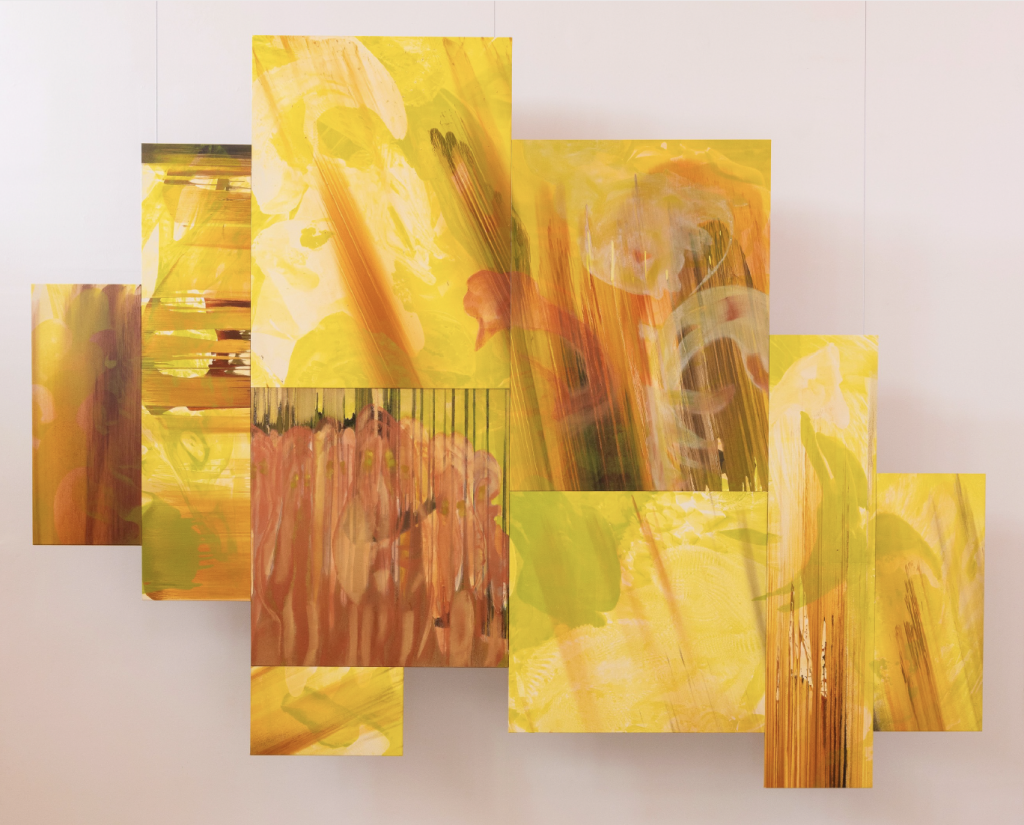 Ittah Yoda, Never the same ocean G2, 2023, Lithographic ink on canvas, oil paint, spray paint, oil stick, pigments collected and handmade by the artists, Courtesy Galerie Poggi, Paris, Photo : Ittah Yoda