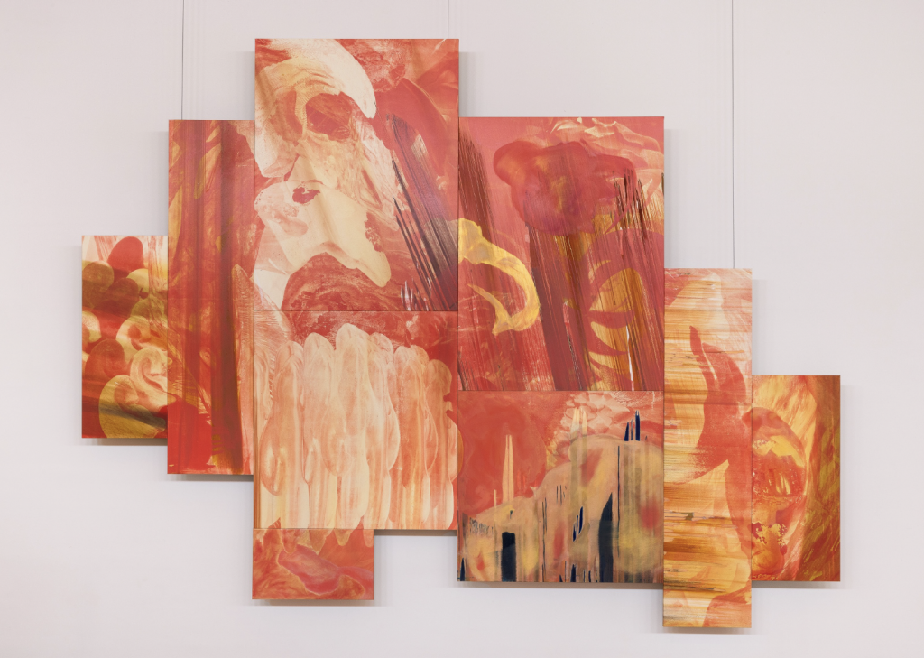 Ittah Yoda, Never the same ocean R1, 2023, Lithographic ink on canvas, oil paint, spray paint, oil stick, pigments collected and handmade by the artists, Courtesy Galerie Poggi, Paris, Photo : Ittah Yoda