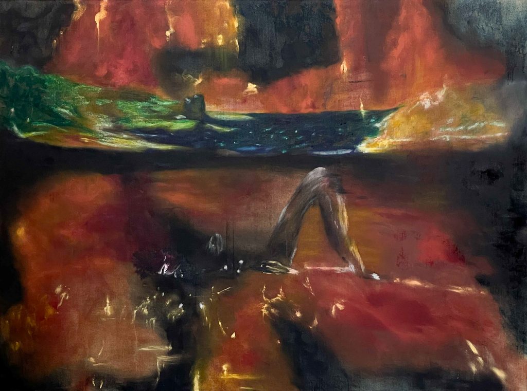 Kai Yoda, Amaranta, 2025, Oil on linen, dust, artist collected pigment, rabbit skin glue, 120 x 160 cm