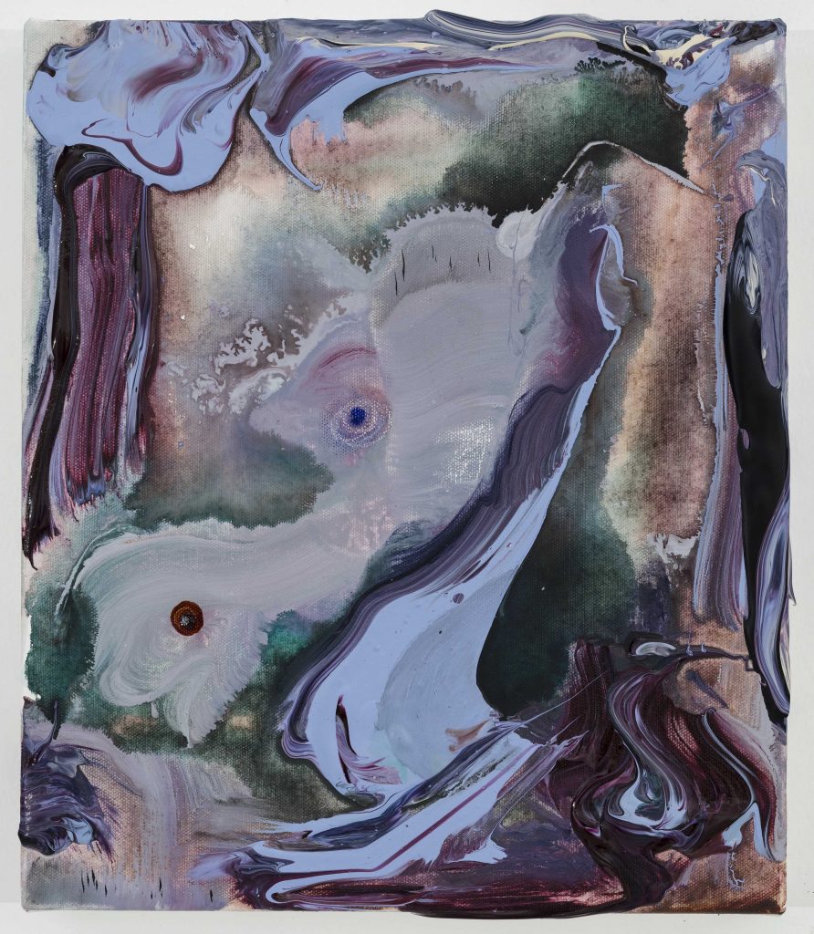 Manuel Mathieu, Dans la vague, 2025, Mixed media on canvas, 35,6 x 30,5 cm