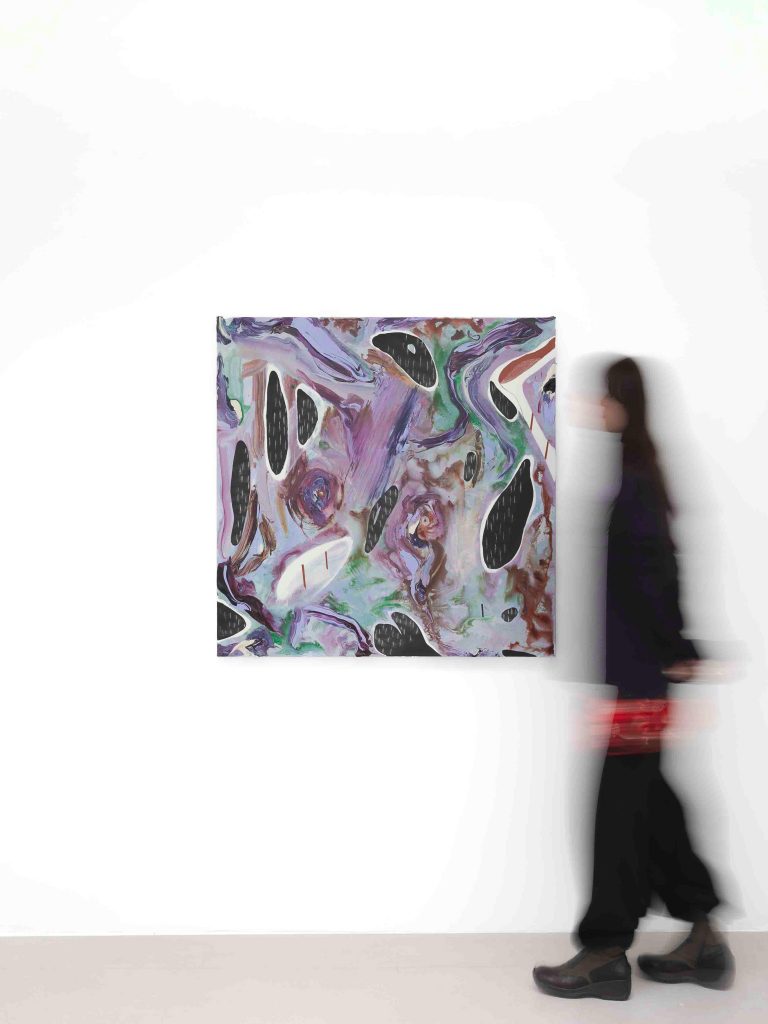 Manuel Mathieu, Pensée rouge 2, 2025, Mixed media on canvas, 101 x 101 cm, © .Kit