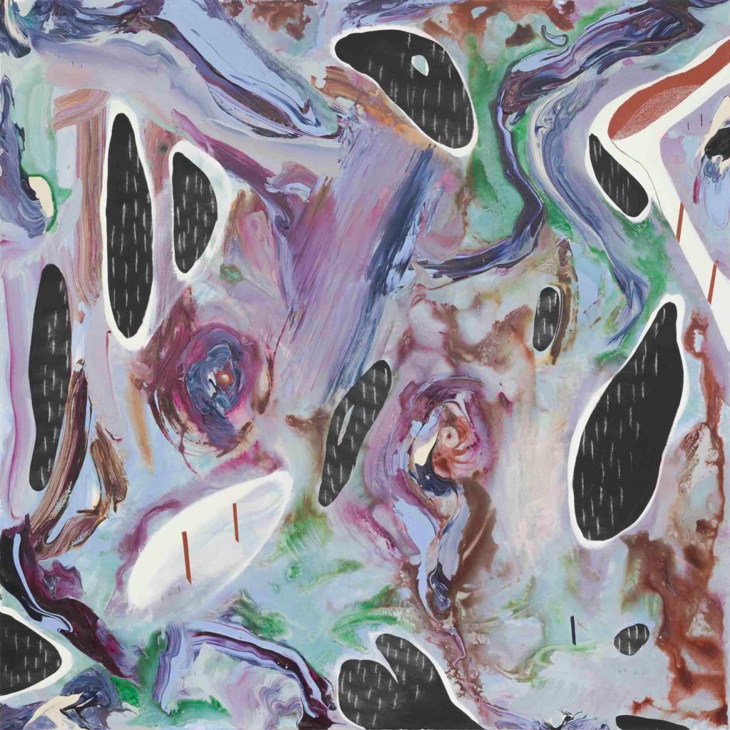 Manuel Mathieu, Pensée rouge 2, 2025, Mixed media on canvas, 101 x 101 cm, © .Kit