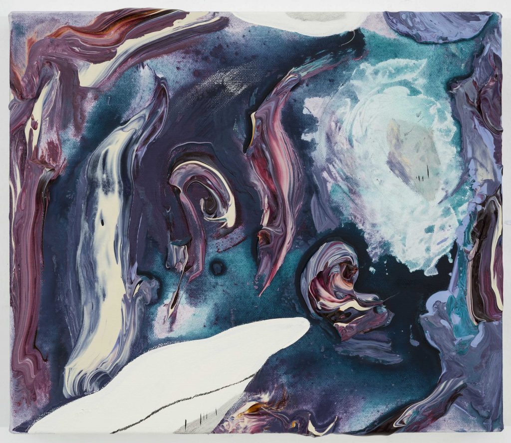 Manuel Mathieu, Pensée rouge 3, 2025, Mixed media on canvas, 30,5 x 35,6 cm