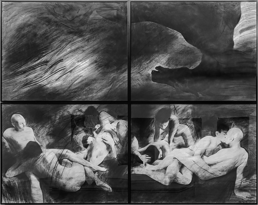 Nikita Kadan, Shchekavytsia Mountain, 2025, Charcoal on paper, 300 x 385 cm