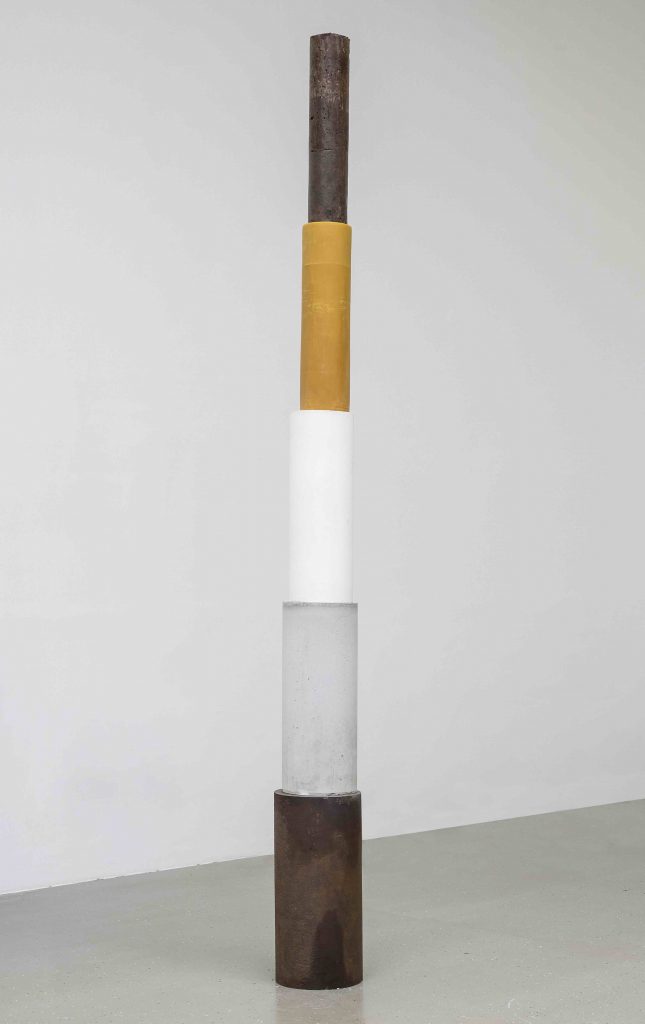 Stefan Papco, Superdirect, 2017, Sculpture in iron, concrete, plaster, beeswax, pine resin, 300 x 27.5 x 27.5 cm