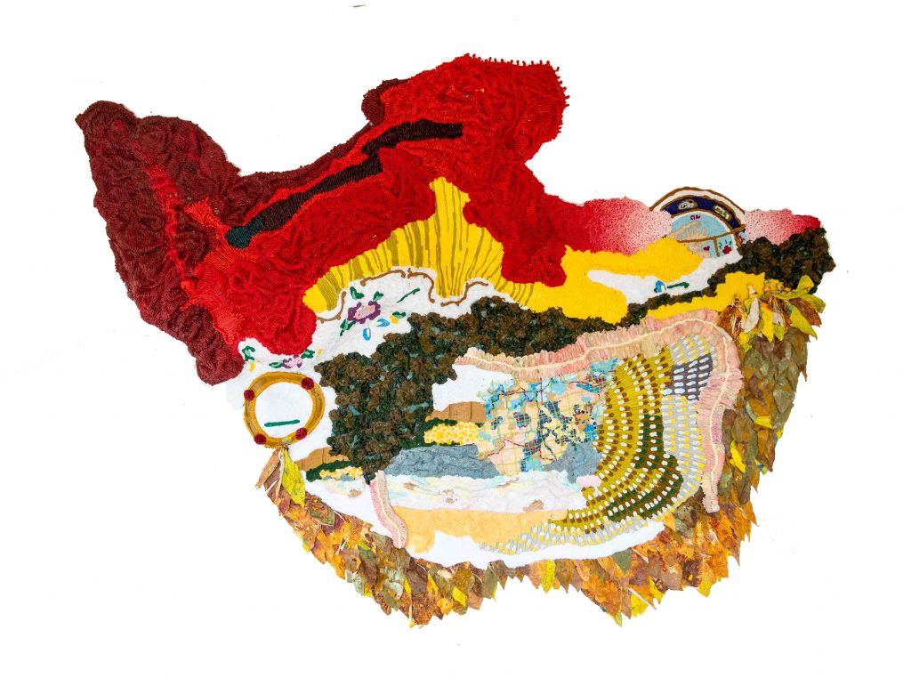 Troy Makaza, Mwana washe muranda kumwe : Dzimba-Centric, 2024, Silicone infused with pigments, 360 x 275 cm